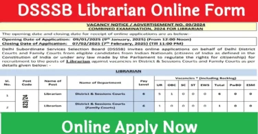 DSSSB Librarian Online Form 2025