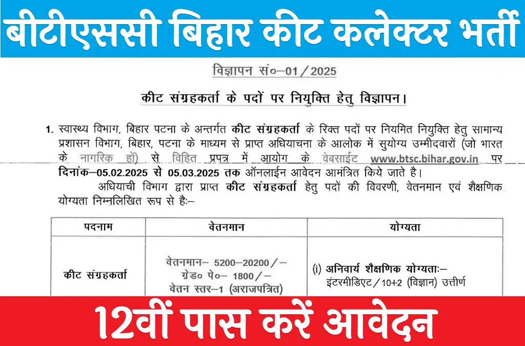 Bihar BTSC Insect Collector Online Form 2025