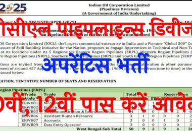 IOCL Pipelines Division Apprentice Bharti 2025