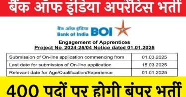 Bank of India Apprentices Bharti Form 2025